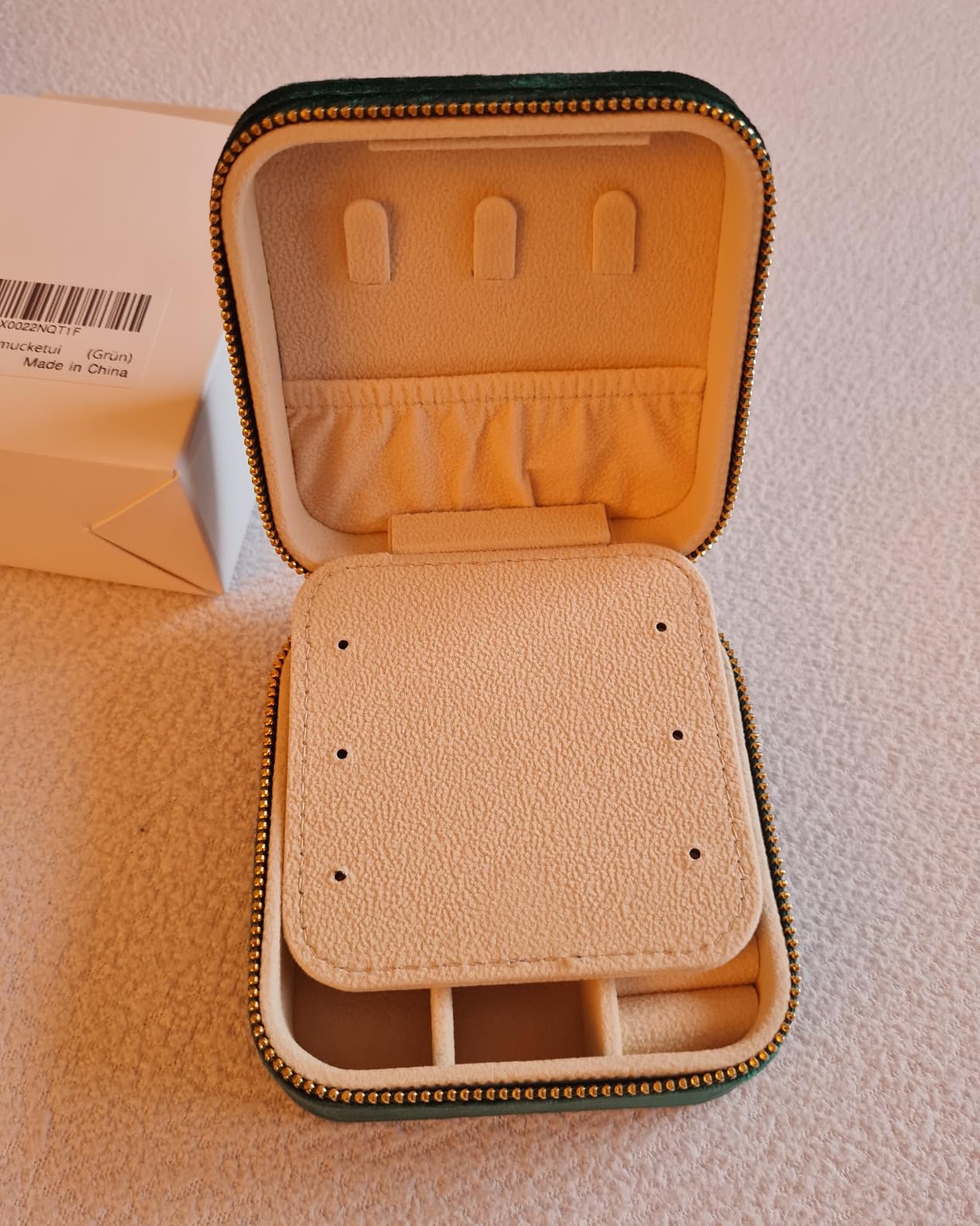 Dajasan Small Jewelry Box Schmuckbox Blau Samt Spiegel