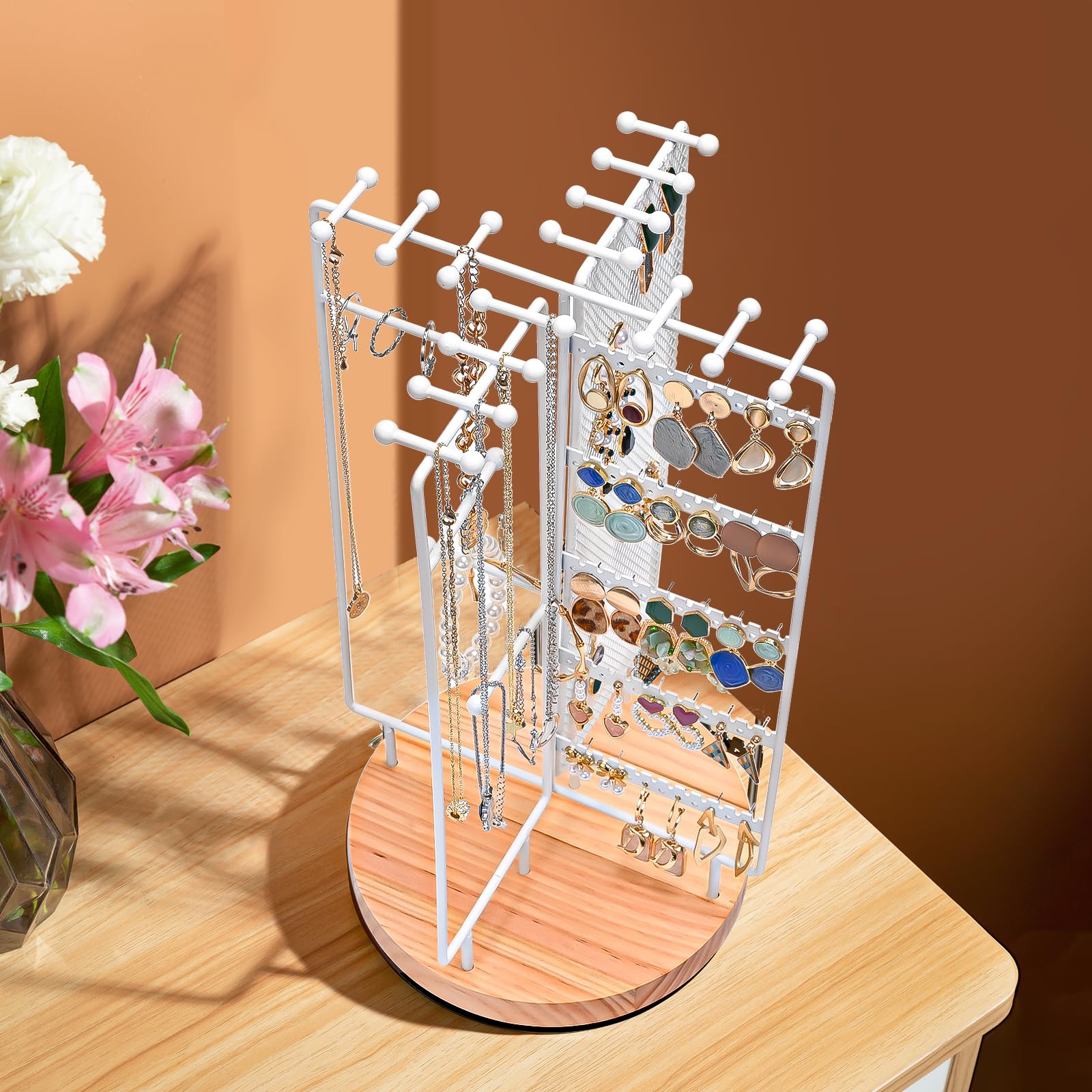 Lolalet Jewelry Stand Schmuckständer Drehbar Weiß 360 Grad