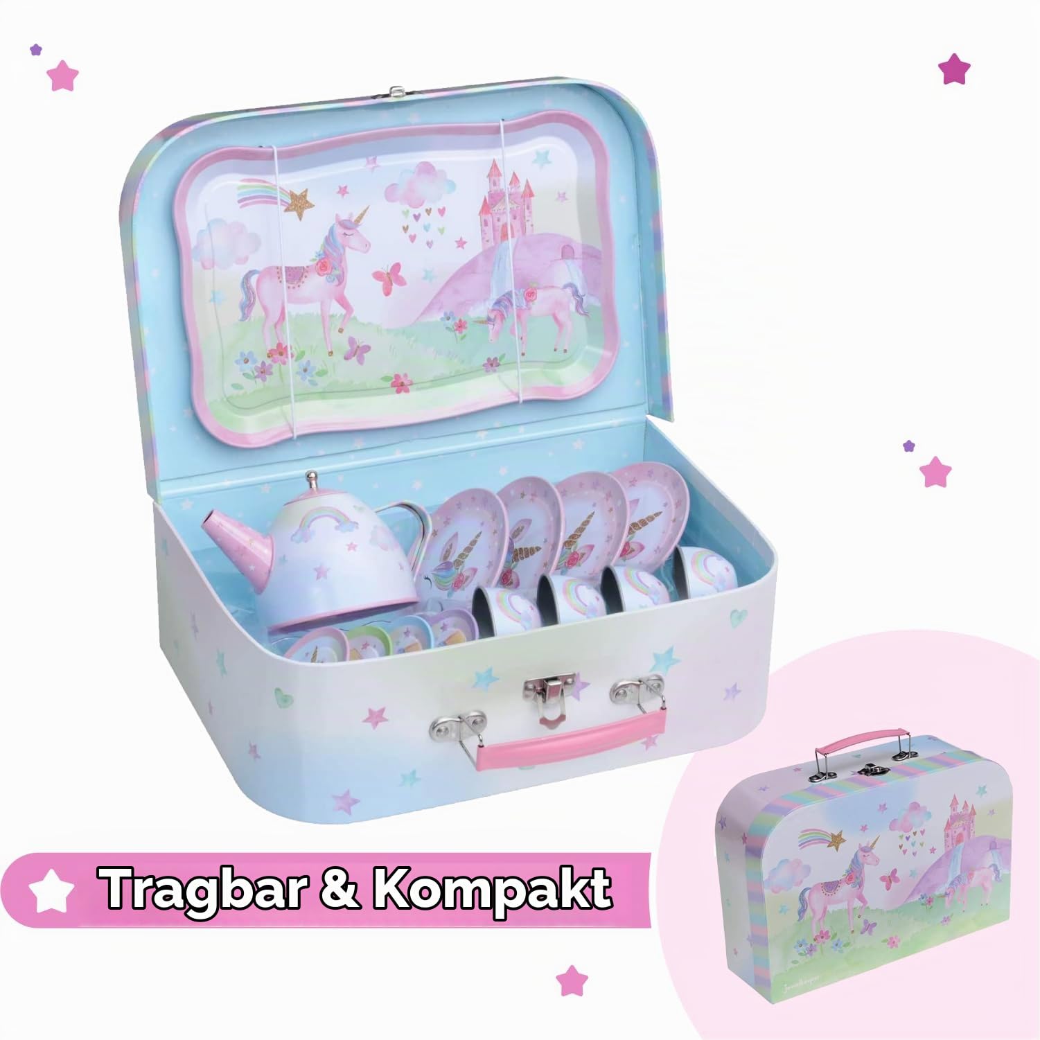 Jewelkeeper Tea Sets Teeservice Zinn 15-teilig Einhorn Party