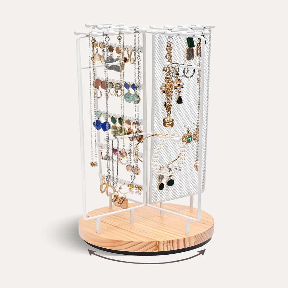 Lolalet Jewelry Stand Schmuckständer Drehbar Weiß 360 Grad