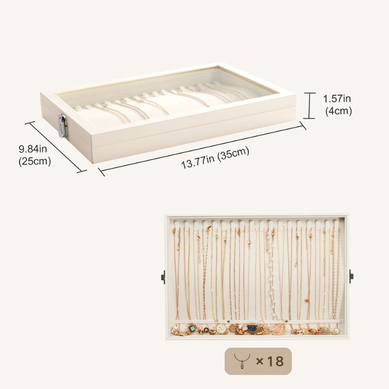 Lolalet Jewelry Box Schmucktablett 18 Haken Samt 35x25cm