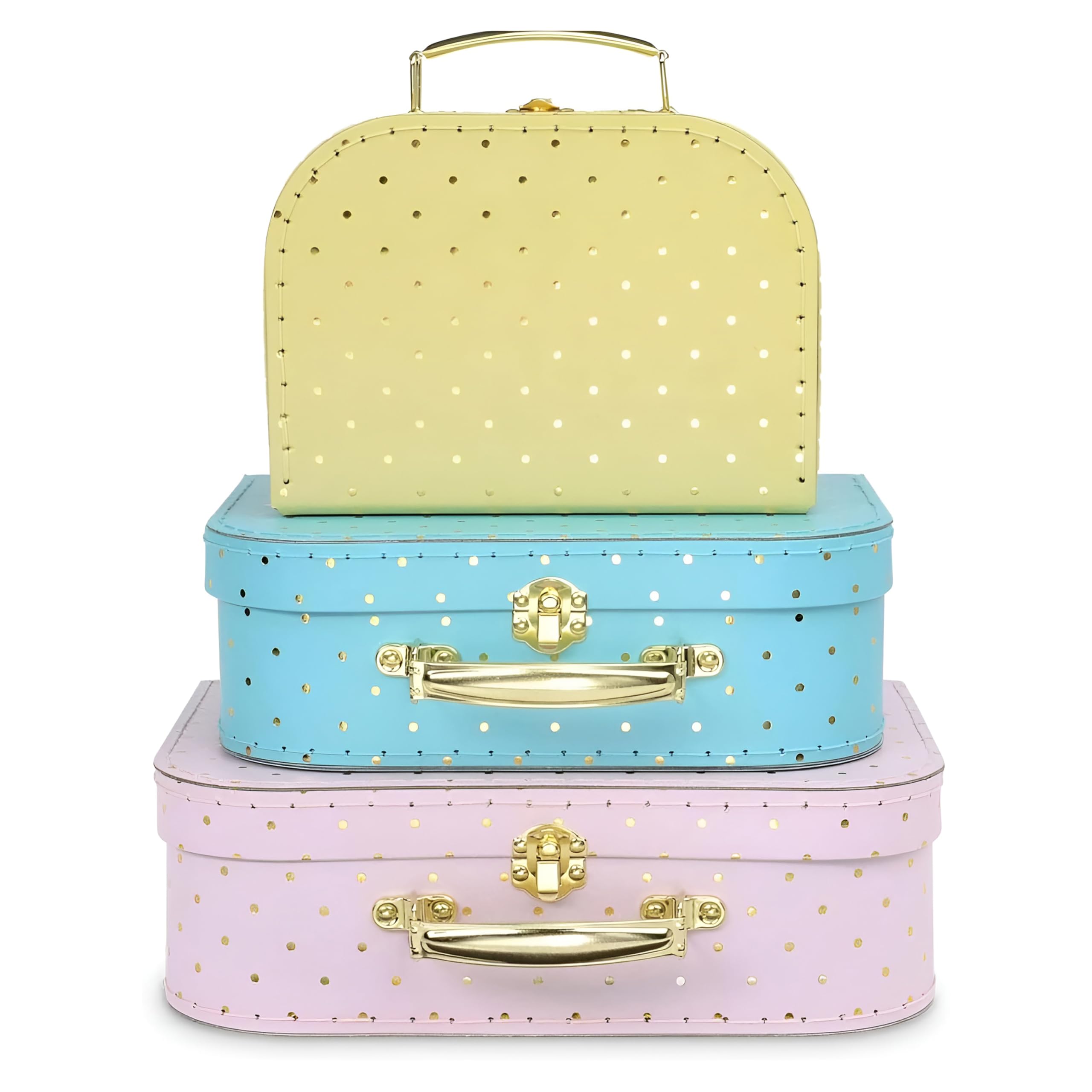 Jewelkeeper Storage Pappkoffer 3er-Set Gold Aufbewahrungsbox