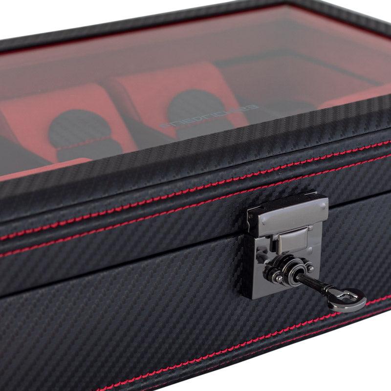 Friedrich 23 Carbon Uhrenbox 10 Uhren XXL Glasdeckel Schwarz