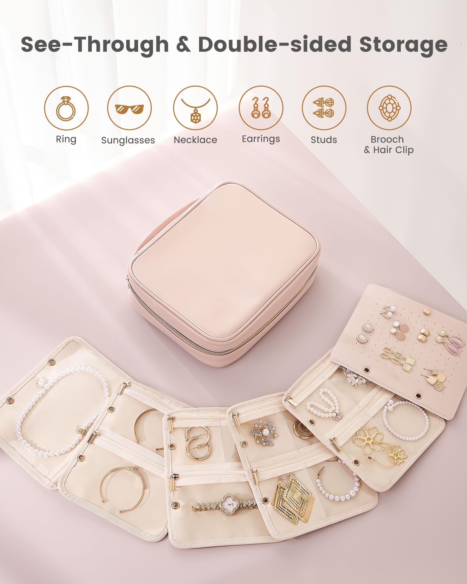 Lolalet Jewelry Box Reise Schmucktasche Pink Large Wasserdicht