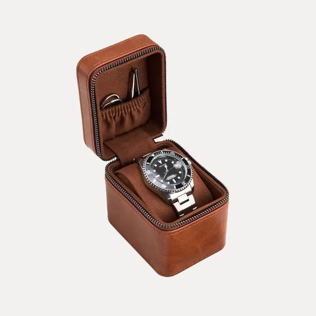 Lolalet Watch Box Uhrenetui Braun 1 Fach Kunstleder 52 mm