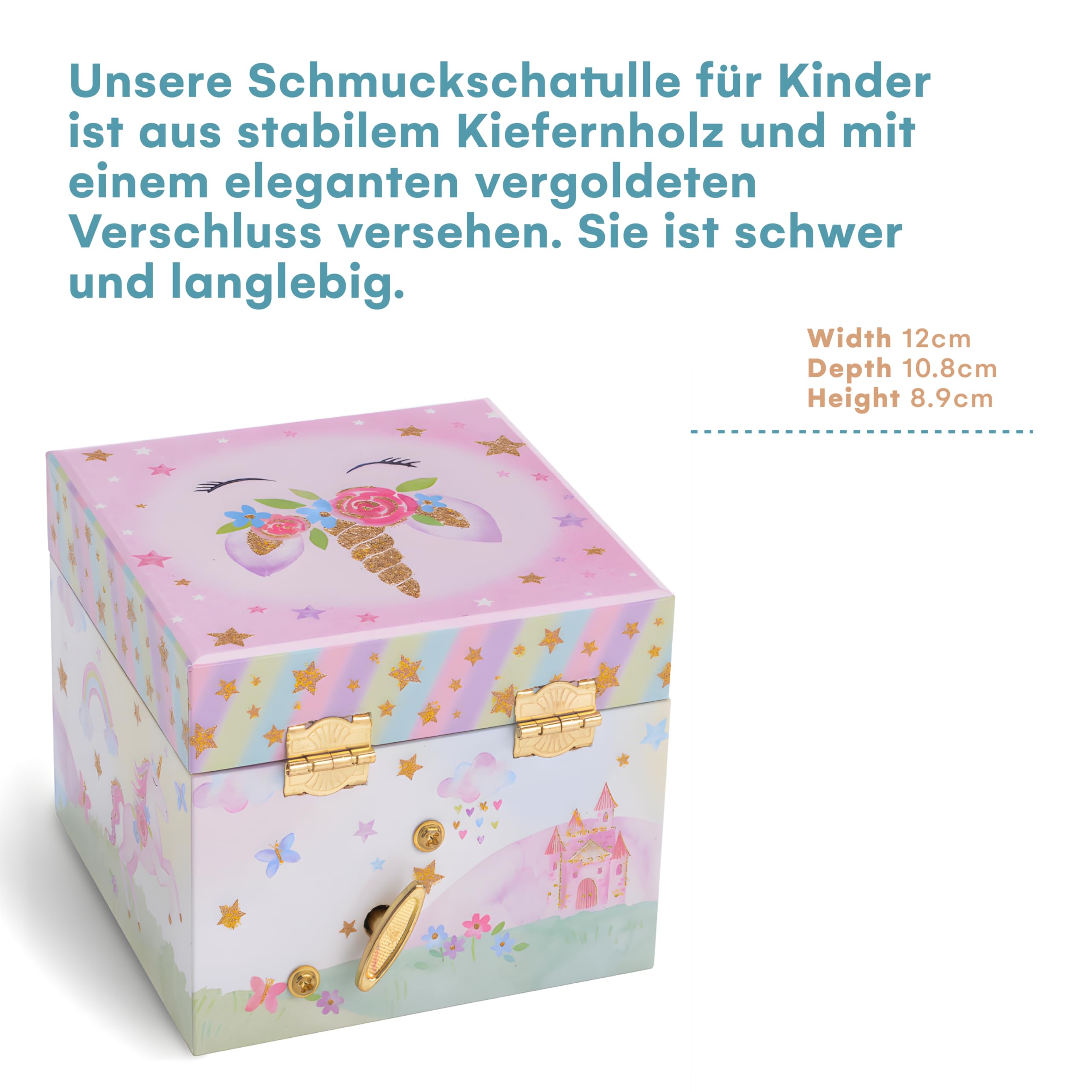 Jewelkeeper Unicorn Schmuckdose Glitzer-Einhorn 8x10x10 cm Musik