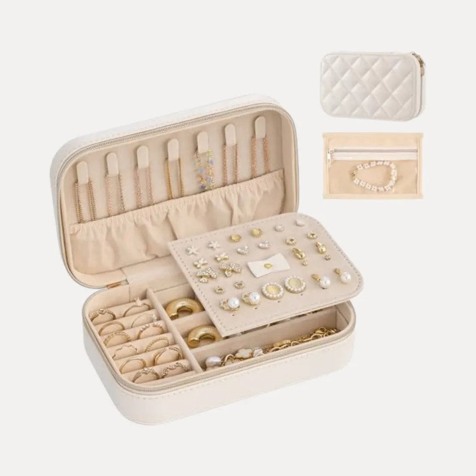 Lolalet Jewelry Box Reise Schmucketui Beige Medium Reißverschluss