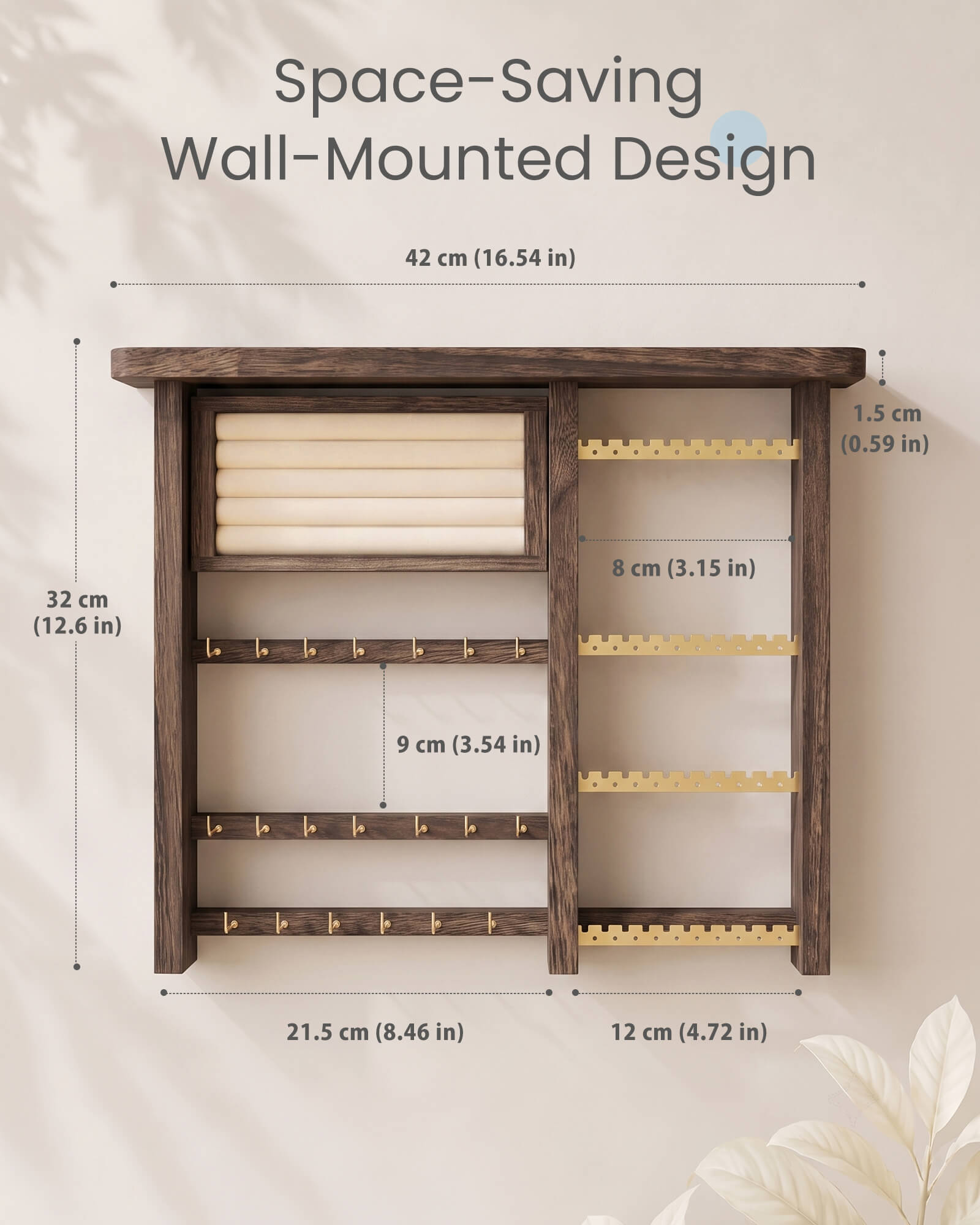 Lolalet Wall Mount Schmuckschrank Wand braun Holz 4 in 1