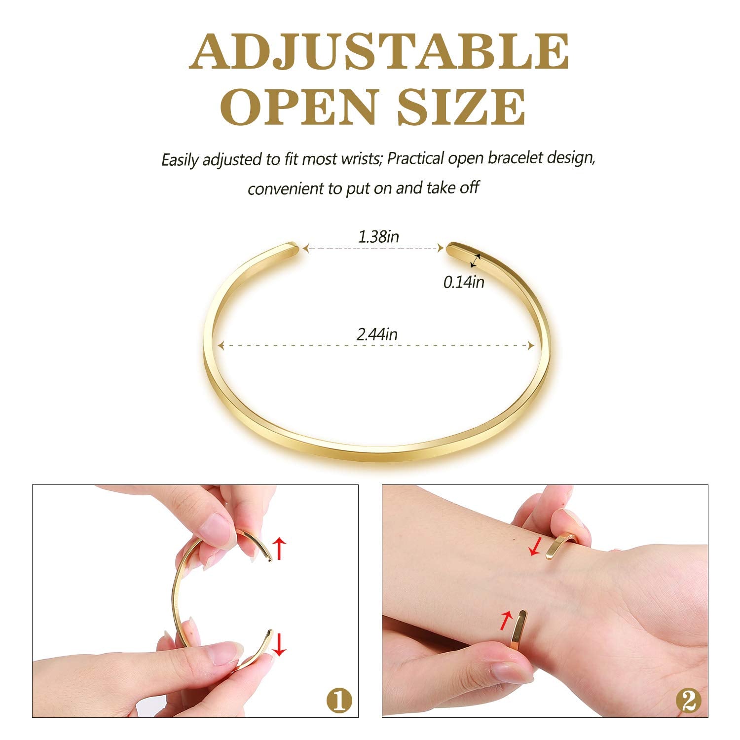 Lolalet Armreif 18K Gold Offen Dünn Damen Verstellbar