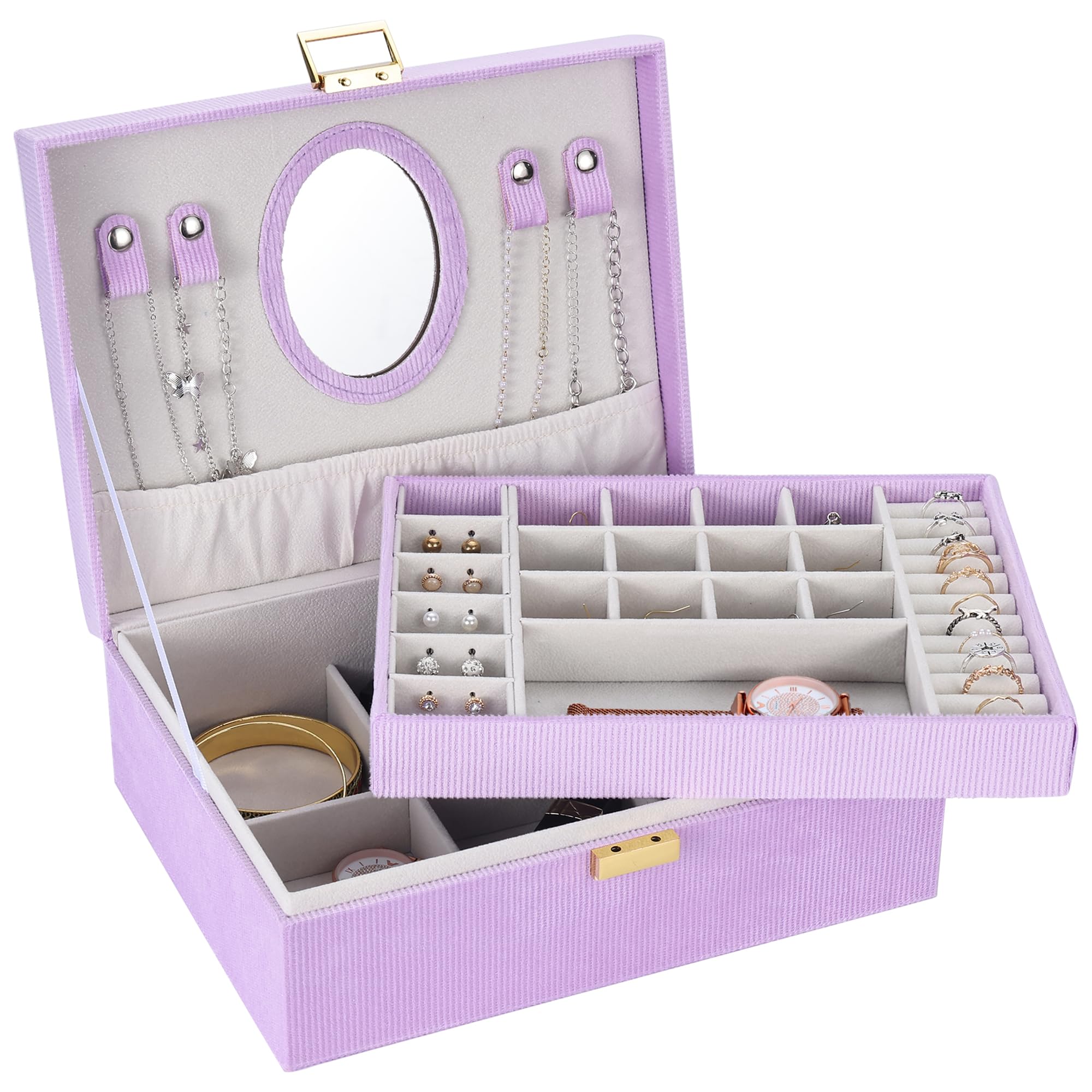 Dajasan Small Jewelry Box Schmuckkästchen Rosa 2 Etagen