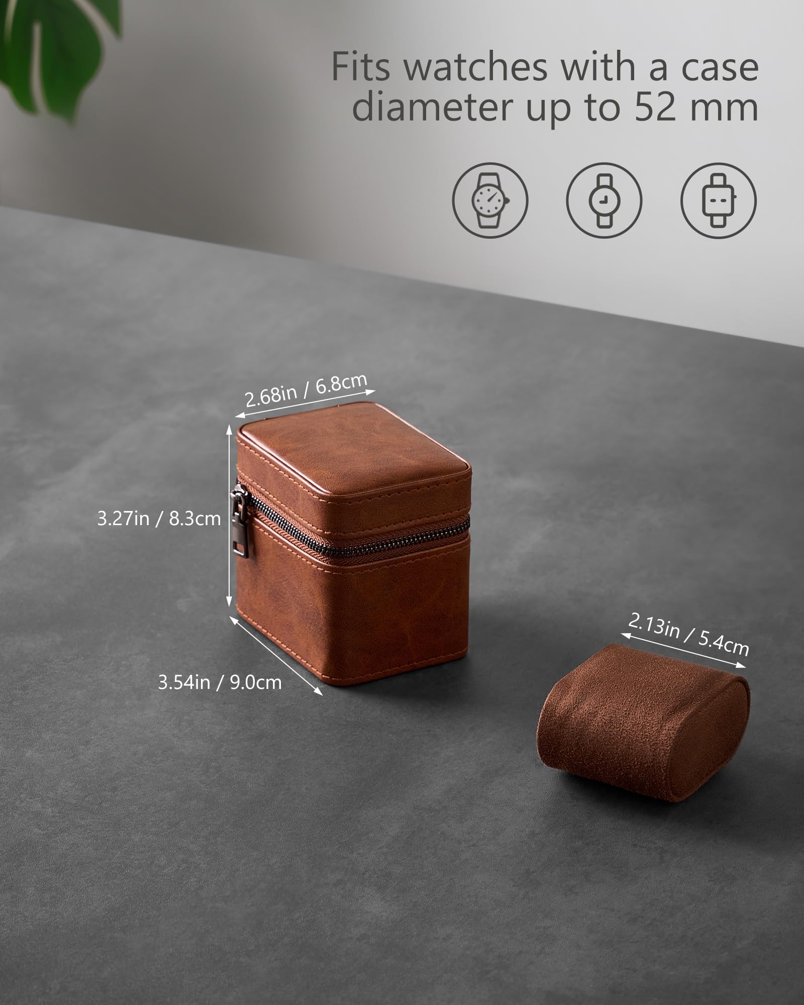 Lolalet Watch Box Uhrenetui Braun 1 Fach Kunstleder 52 mm