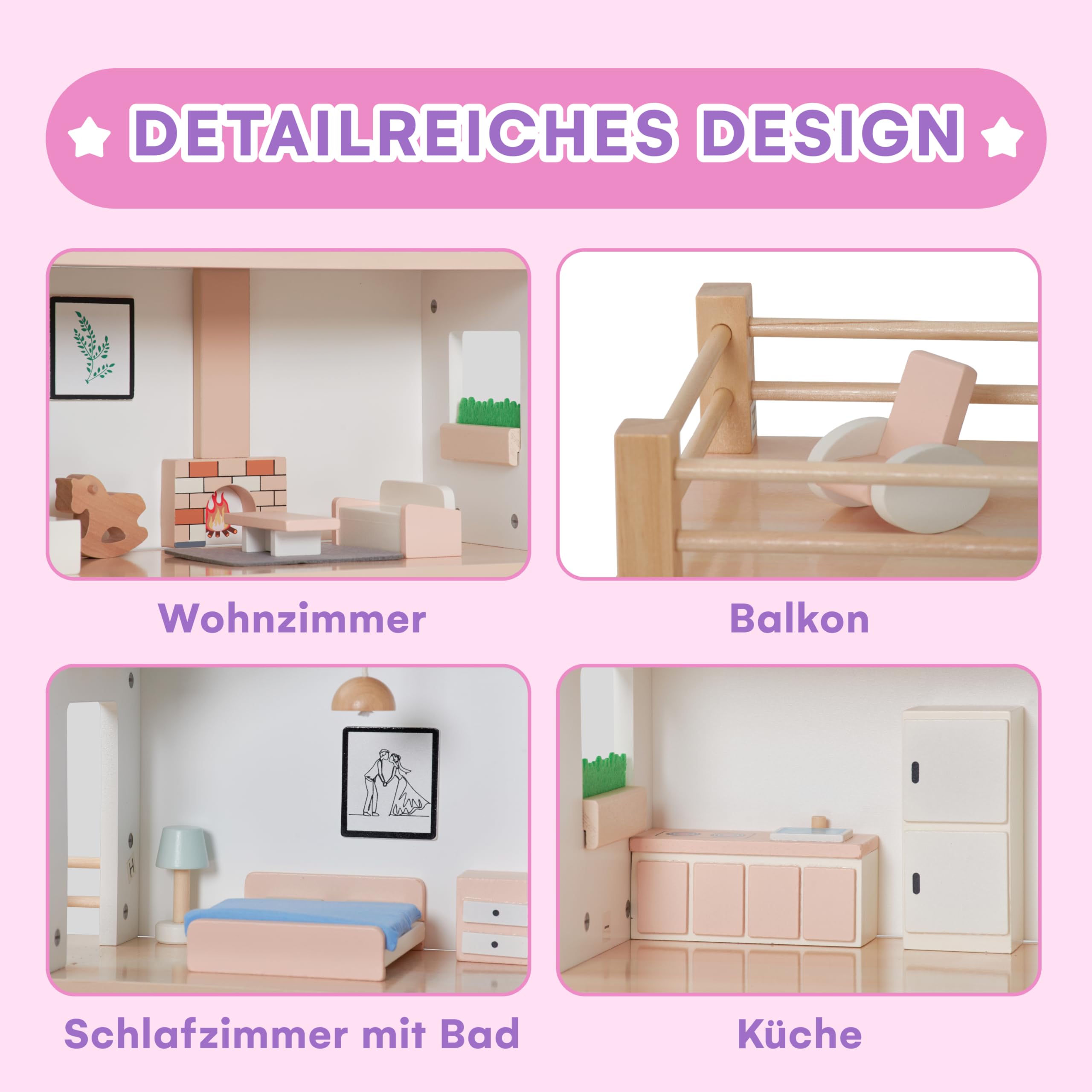 Jewelkeeper Girls Rule Puppenhaus Holz 20-teilig mehrfarbig ab 3+