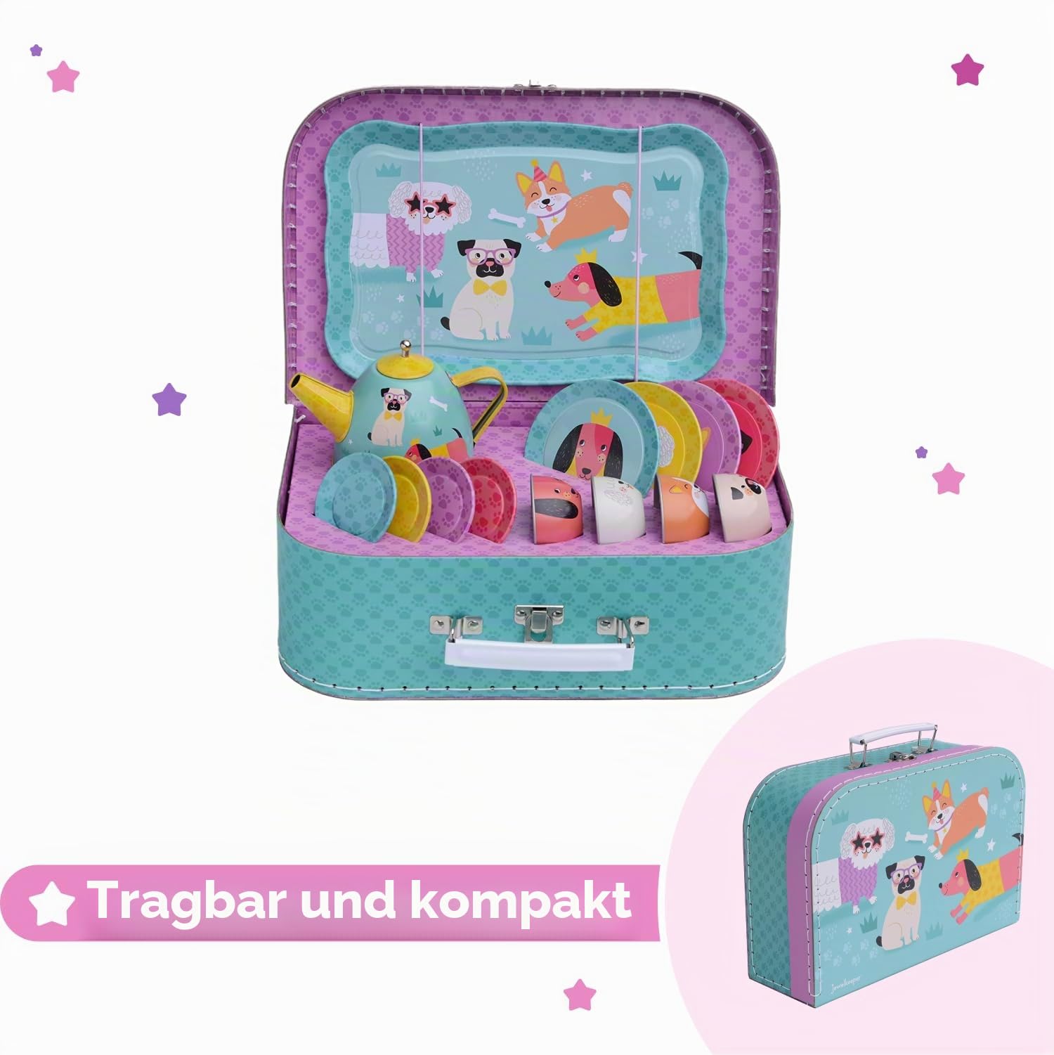Jewelkeeper Tea Sets Teeservice Zinn Hündchen 15-tlg.